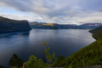 Autumn landscape in Bergen to Alesund road, south Norway. Europe