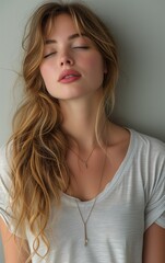 Naklejka premium Portrait of a young Caucasian female, AI-generated.