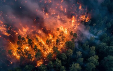 Fototapeta na wymiar Burning forest, earth on fire 