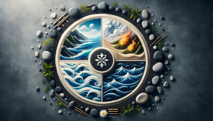 AI generated illustration of mandala depicting the four elements