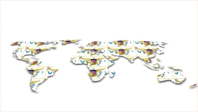 United States Virgin Islands flag wave 3d earth map animation white background