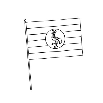 recommend clip art: Flag of Uganda. Vector, black and white hand drawn flag.