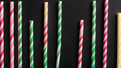 Reused, recycled paper straw images. Generative AI.