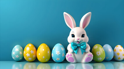 Fototapeta na wymiar easter bunny with easter eggs Easter background Easter card AI generated