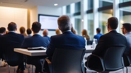 
Corporate meeting of IT industry employees who talk about new projects and the direction of company development