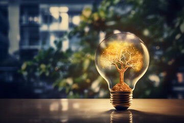 Technology and finance concept - lightbulb in business environment