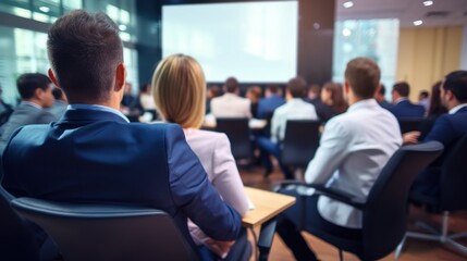 
Corporate meeting of IT industry employees who talk about new projects and the direction of company development