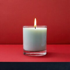 blank scented candle glass mock up red background	