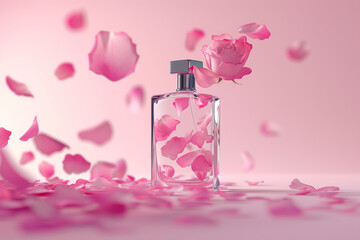 bottle with rose water background