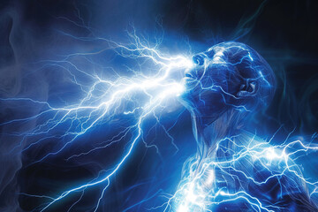 A man gets an electric shock, electricity courses through a body causing intense muscle contractions.