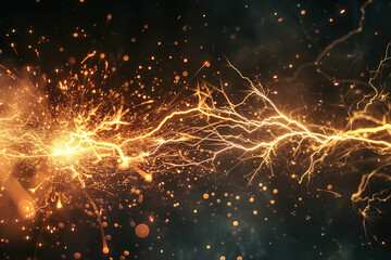 Sparks and intense light erupt as electrical current leaps across a gap, creating powerful voltaic arc.