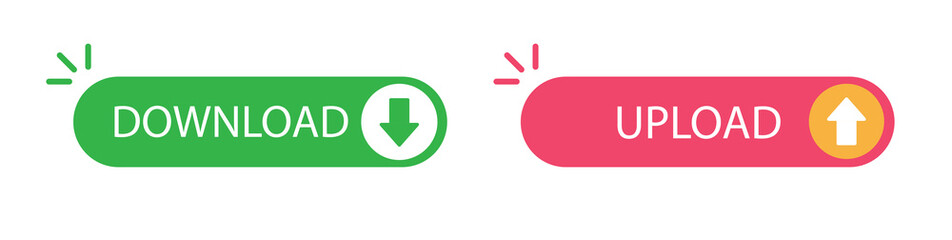 Download upload buttons vector set graphic illustration red green arrow flat design image clipart