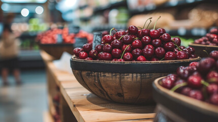 Close-Up of a Bowl of Cherries on a Table