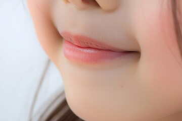 Obraz premium 日本人の子供の唇のパーツ写真（アジア人・白背景・背景なし）