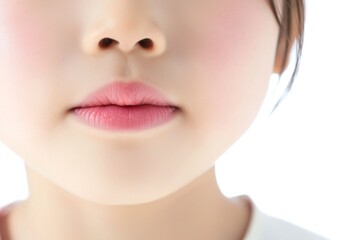 日本人の子供の唇のパーツ写真（アジア人・白背景・背景なし）