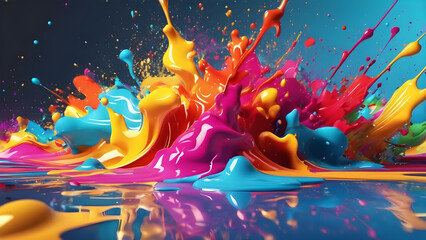 generative ai graffiti wallpaper spilled colorful paint splashes