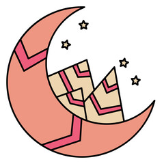 Abstract moon pattern. Crascent Colorful tattoo