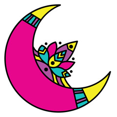 Abstract moon pattern. Crascent Colorful tattoo