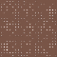 Abstract seamless geometric pattern. Mosaic background of white squares. Evenly spaced  shapes of different color. Vector illustration on brown background