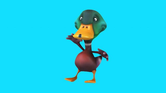 Fun 3D cartoon duck dancing (with alpha channel)