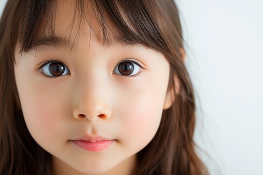 日本人の子供の正面（アジア人・白背景・背景なし）