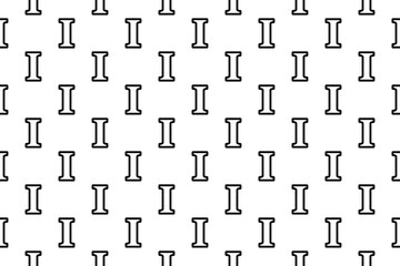 Seamless pattern completely filled with outlines of capital letter I symbols. Elements are evenly spaced. Vector illustration on white background