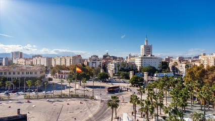 Spectacular Aerial View of Malaga City Center, Spain  