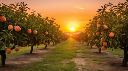 orchard peach farm - obrazy, fototapety, plakaty