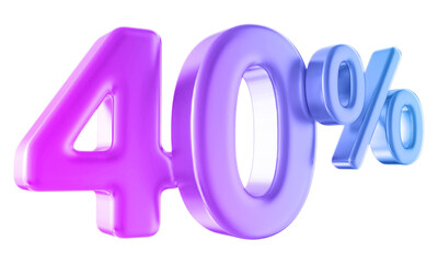 40 percent discount number gradient 3d render