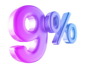 9 percent discount number gradient 3d render