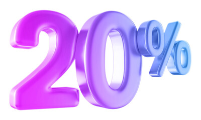 20 percent discount number gradient 3d render