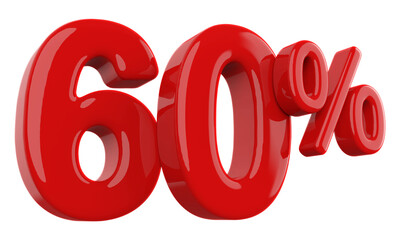 60 percent discount number red 3d render