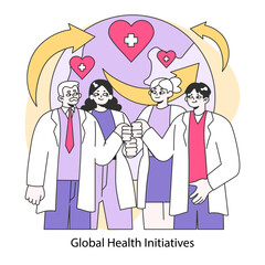 Medical research and healthcare. Innovative diagnosis and treatment methodic. Global healthcare development. Holistic approach to well-being. Flat vector illustration