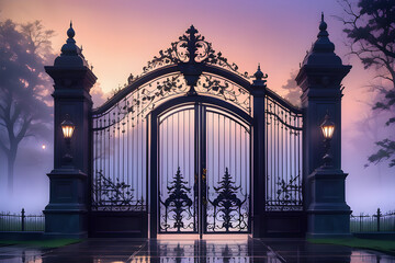 mysterious a deserted mansion at dusk serves as an alluring presentation background - obrazy, fototapety, plakaty
