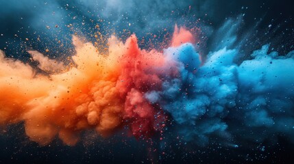 Bright explosion of powder color in dynamic abstract art. Colorful holi powder explosion