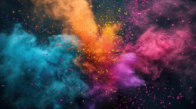 Bright explosion of powder color in dynamic abstract art. Colorful holi powder explosion