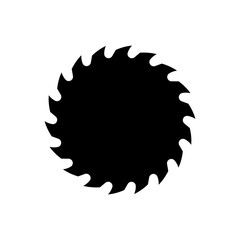 A circular saw blade. Vector with whole sawblade. Black silhouette with empty clean background inside.