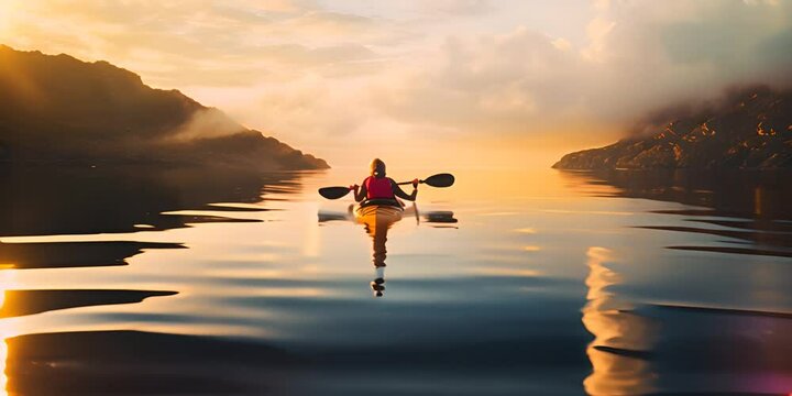Person kayaking on open water 4K Video