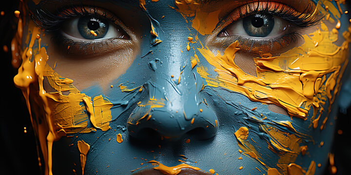 An abstract portrait in the photo, where contrasting colors and forms express complex emotional st