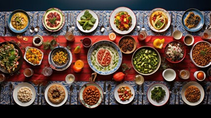 cloth holiday table top view