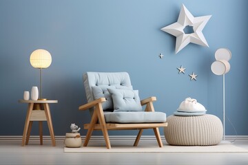 Mid-60s Style: Interior with Cozy Blue Armchair