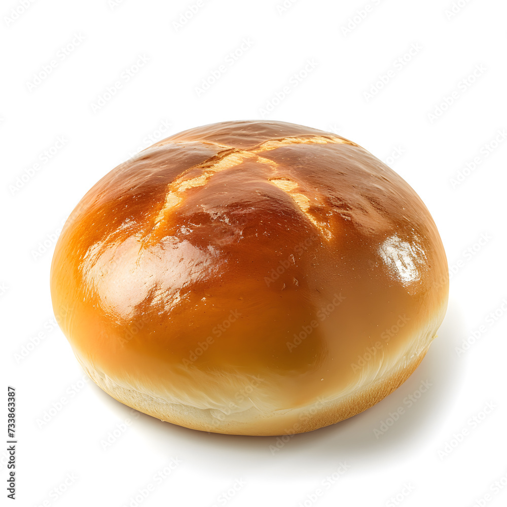 Wall mural Brioche bun isolated on white background