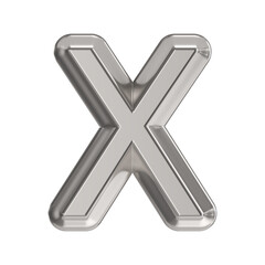 Steel font Letter X 3D