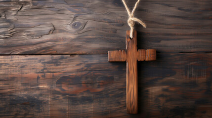 "Rustic Faith: Wooden Cross on Textured Background