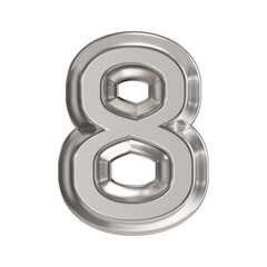 Steel font Number 8 EIGHT 3D