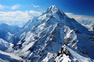 Fototapeta na wymiar Himalayas. Mountains covered with snow. Generative AI Art. Beautiful view.