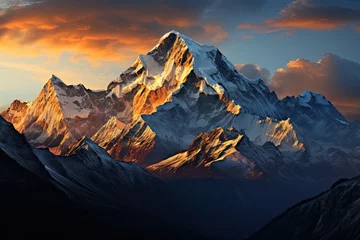 Papier Peint photo Matin avec brouillard Himalayas. Mountain range at sunrise or sunset. Generative AI Art. Beautiful view.