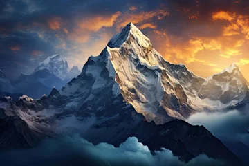 Papier Peint photo autocollant Himalaya Himalayas. Mountain range at sunrise or sunset. Generative AI Art. Beautiful view.