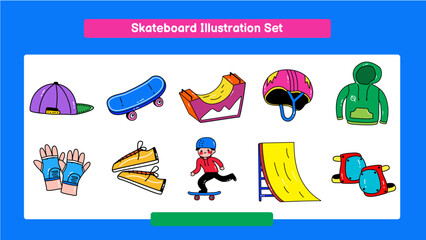 Skateboard Illustration Set