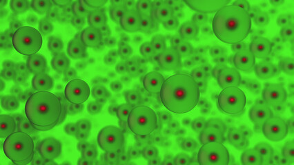 Abstract Floating cells in the green background